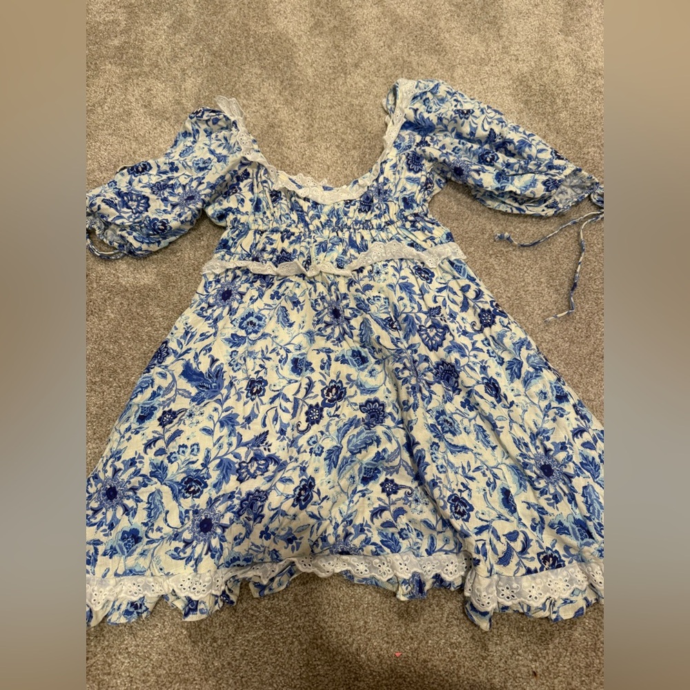 Blue floral flowy mini dresss